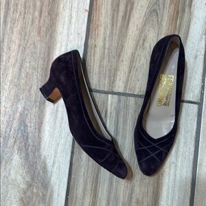 Salvatore Ferragamo Purple Heels Suede Elegance
